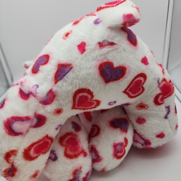 Scented Teddy Bear Plush 17" Pink Red Hearts Sewn Eyes Shiny Feet Stuffed Toy - Picture 5 of 9